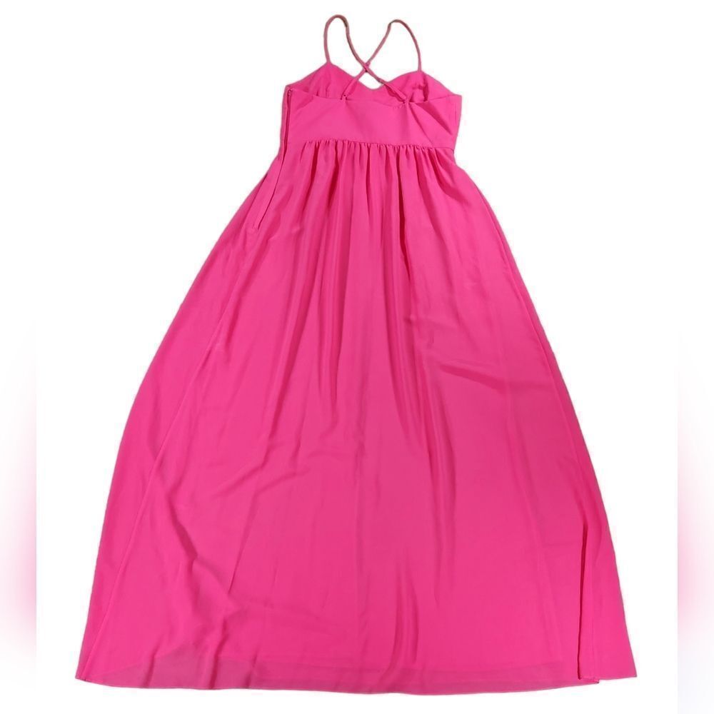 🔹️Anthropologie Badgley Mischka Hot Pink Spaghetti Strap Maxi Dress Size 6 - Picture 3 of 11